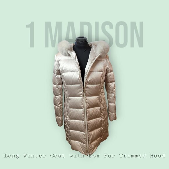 👉 1 Madison Women’s Long Down Coat – XL Winter Puffer with Fox Fur Trim Hood - Picture 2 of 11
